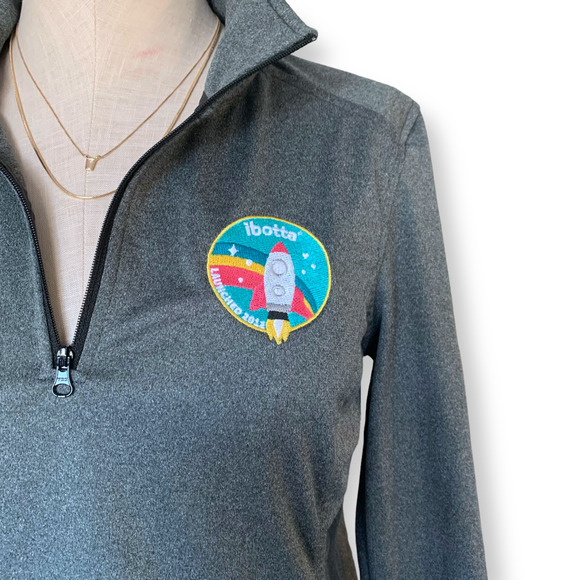 THE NORTH FACE Running Top Track Jacket Gray Mock Neck Quarter Zip Active Medium - Picture 3 of 10